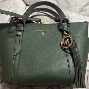MICHAEL Michael Kors Green Satchel with Gold Hardware